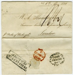 Letter from Madras to London