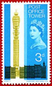 stamp showing painting of Post Office tower